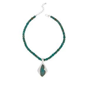 Jay King Sterling Silver Parrot Wing Stone Pendant w/ Necklace 18"